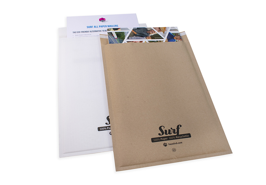 Surf postal envelopes, one white, one brown