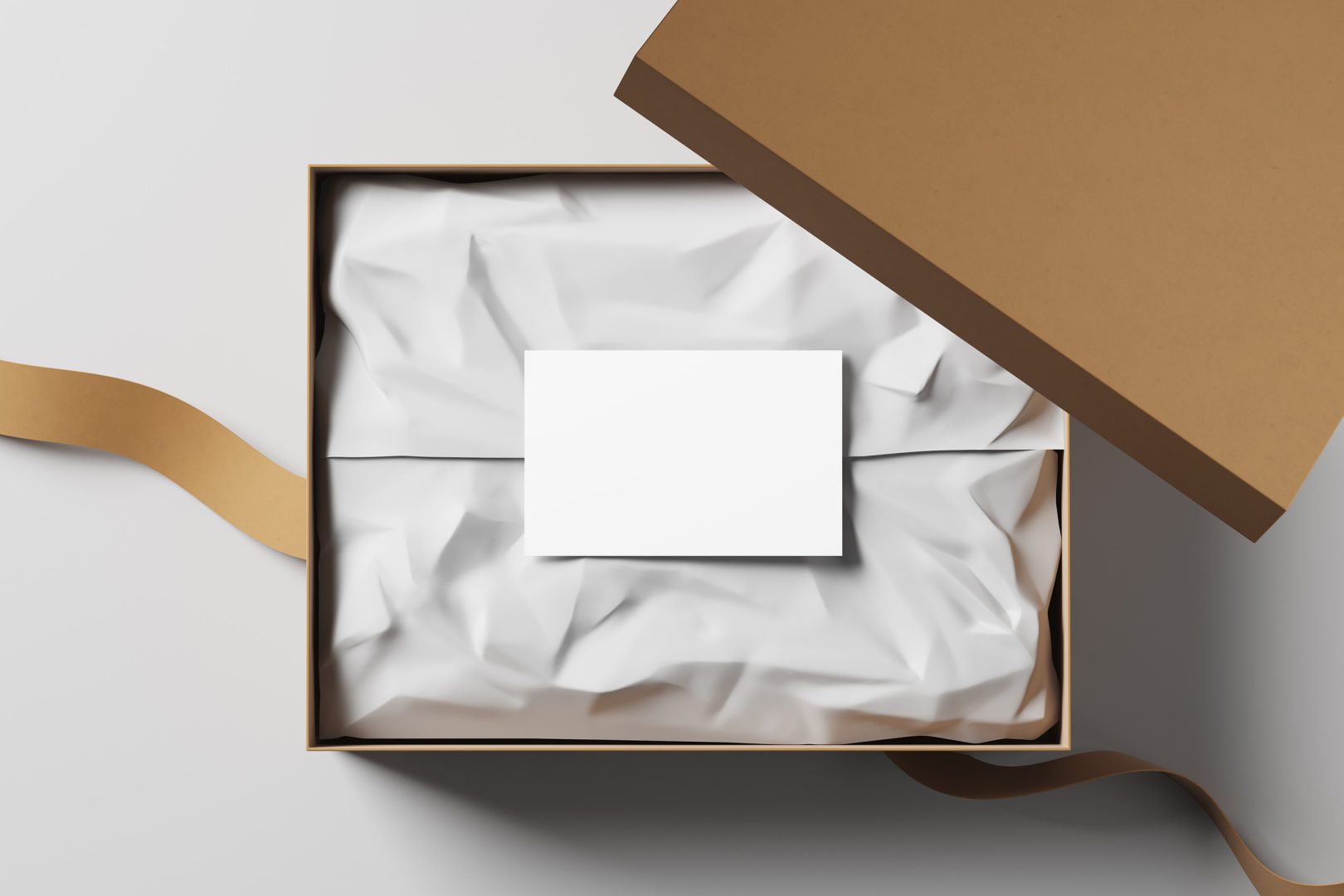 Cardboard box with paper-wrapped contents