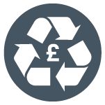 icon recycling with £ sign inside