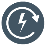 electricity flash with circular arrow icon